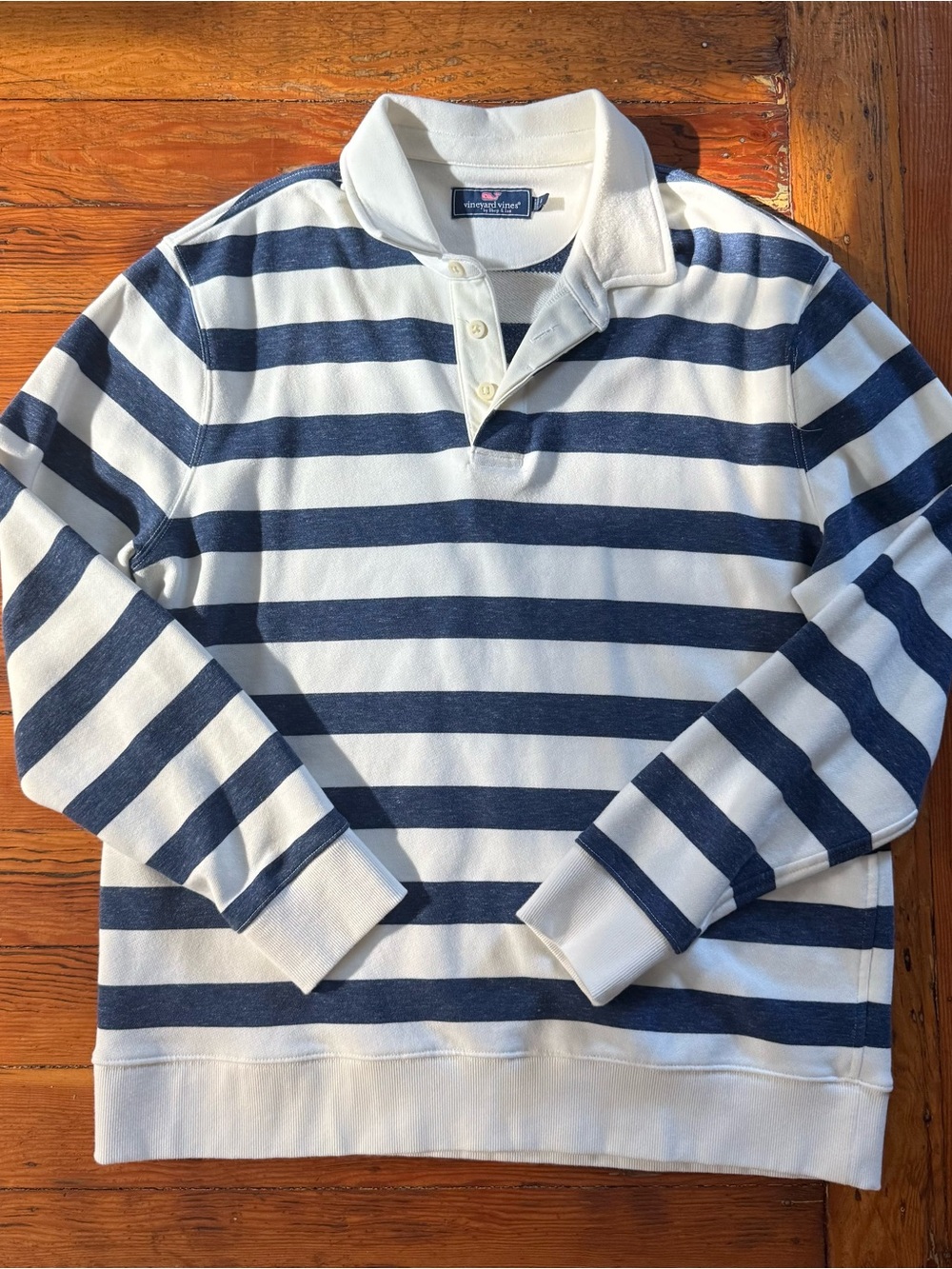 Vineyard Vines Navy and White Striped Rugby Pullover - Men